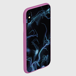 Чехол iPhone XS Max матовый Синие неоновые молнии, цвет: 3D-фиолетовый — фото 2