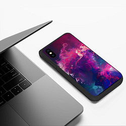 Чехол iPhone XS Max матовый Человек растворяющийся в фиолетовом дыму, цвет: 3D-черный — фото 2