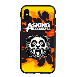 Чехол iPhone XS Max матовый Asking Alexandria рок панда и огонь