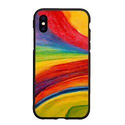 Чехол iPhone XS Max матовый Рисунок масляной пастелью, цвет: 3D-черный