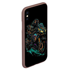 Чехол iPhone XS Max матовый Темный мотоцикл на черном фоне, цвет: 3D-коричневый — фото 2