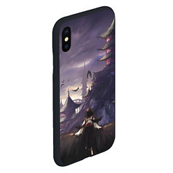 Чехол iPhone XS Max матовый Touhou Project Aya Шамеймару город на фоне, цвет: 3D-черный — фото 2