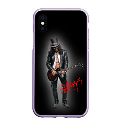 Чехол iPhone XS Max матовый Слэш музыкант группы Guns N Roses, цвет: 3D-светло-сиреневый