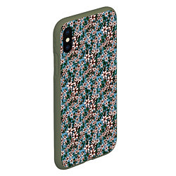 Чехол iPhone XS Max матовый Цветочный паттерн бирюзовый, цвет: 3D-темно-зеленый — фото 2