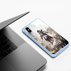 Чехол iPhone XS Max матовый Assassins creed town, цвет: 3D-голубой — фото 2