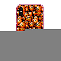 Чехол iPhone XS Max матовый Баскетбольные мячики, цвет: 3D-малиновый