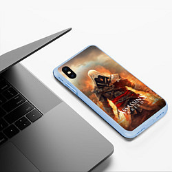 Чехол iPhone XS Max матовый Assassins creed старый город, цвет: 3D-голубой — фото 2