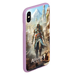 Чехол iPhone XS Max матовый Assassins creed старый город, цвет: 3D-сиреневый — фото 2