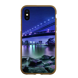 Чехол iPhone XS Max матовый Вечерняя Америка - мост, цвет: 3D-коричневый