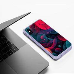 Чехол iPhone XS Max матовый Синие и розовые лепестки абстракции, цвет: 3D-светло-сиреневый — фото 2