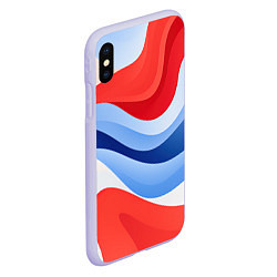 Чехол iPhone XS Max матовый Волнистые полосы красные белые синие, цвет: 3D-светло-сиреневый — фото 2