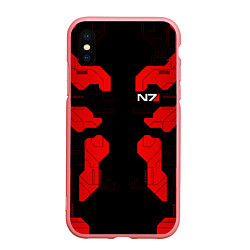 Чехол iPhone XS Max матовый Mass Effect - Red armor, цвет: 3D-баблгам