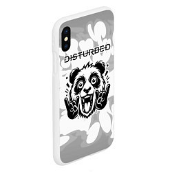 Чехол iPhone XS Max матовый Disturbed рок панда на светлом фоне, цвет: 3D-белый — фото 2