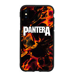 Чехол iPhone XS Max матовый Pantera red lava, цвет: 3D-черный