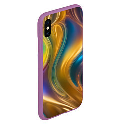 Чехол iPhone XS Max матовый Жидкий разноцветный металл, цвет: 3D-фиолетовый — фото 2