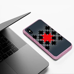 Чехол iPhone XS Max матовый Этно серый, цвет: 3D-розовый — фото 2