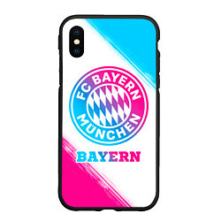 Чехол iPhone XS Max матовый Bayern neon gradient style, цвет: 3D-черный