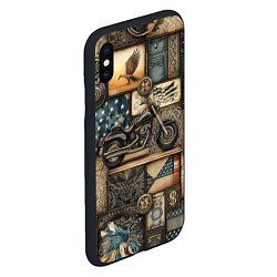 Чехол iPhone XS Max матовый Patchwork with a motorcycle - ai art, цвет: 3D-черный — фото 2