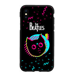 Чехол iPhone XS Max матовый The Beatles - rock star cat