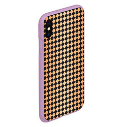 Чехол iPhone XS Max матовый Паттерн черных и коричневых квадратов, цвет: 3D-сиреневый — фото 2