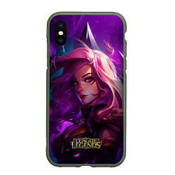 Чехол iPhone XS Max матовый League of Legends Kaisa Kda style, цвет: 3D-темно-зеленый