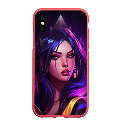 Чехол iPhone XS Max матовый League of Legends Kaisa Kda style, цвет: 3D-красный