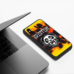 Чехол iPhone XS Max матовый Led Zeppelin рок панда и огонь, цвет: 3D-черный — фото 2