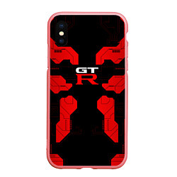 Чехол iPhone XS Max матовый Nissan GTR - Cyber red, цвет: 3D-баблгам