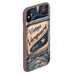 Чехол iPhone XS Max матовый Vintage vanguard jeans - patchwork, цвет: 3D-коричневый — фото 2