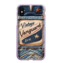 Чехол iPhone XS Max матовый Vintage vanguard jeans - patchwork, цвет: 3D-сиреневый