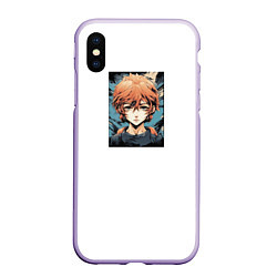 Чехол iPhone XS Max матовый Anime boy, цвет: 3D-светло-сиреневый