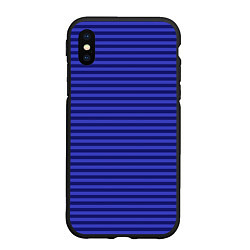 Чехол iPhone XS Max матовый Сине-фиолетовый в горизонтальную полоску, цвет: 3D-черный