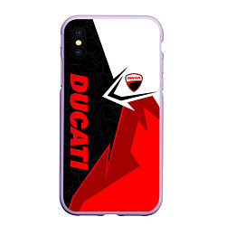 Чехол iPhone XS Max матовый Ducati moto - красная униформа, цвет: 3D-светло-сиреневый