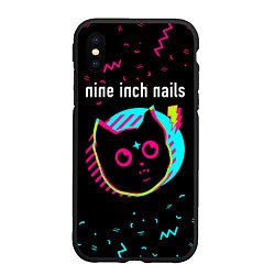 Чехол iPhone XS Max матовый Nine Inch Nails - rock star cat