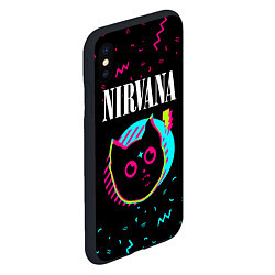 Чехол iPhone XS Max матовый Nirvana - rock star cat, цвет: 3D-черный — фото 2