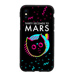 Чехол iPhone XS Max матовый Thirty Seconds to Mars - rock star cat, цвет: 3D-черный