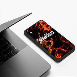 Чехол iPhone XS Max матовый Judas Priest red lava, цвет: 3D-черный — фото 2