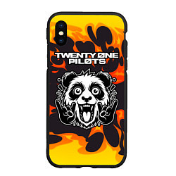 Чехол iPhone XS Max матовый Twenty One Pilots рок панда и огонь, цвет: 3D-черный