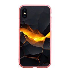 Чехол iPhone XS Max матовый Разлом черных плит и оранжевая лава, цвет: 3D-баблгам