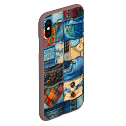 Чехол iPhone XS Max матовый Vanguard denim patchwork - ai art, цвет: 3D-коричневый — фото 2