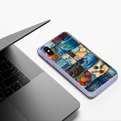 Чехол iPhone XS Max матовый Vanguard denim patchwork - ai art, цвет: 3D-светло-сиреневый — фото 2