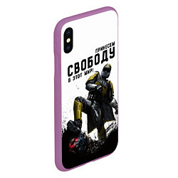 Чехол iPhone XS Max матовый Helldivers 2: Свобода, цвет: 3D-фиолетовый — фото 2