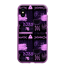 Чехол iPhone XS Max матовый Underground pattern color, цвет: 3D-фиолетовый