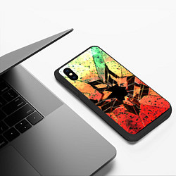 Чехол iPhone XS Max матовый Кислотное разбитое стекло, цвет: 3D-черный — фото 2