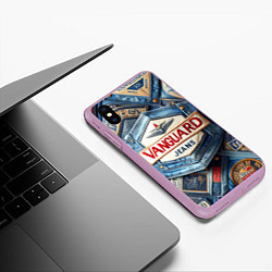 Чехол iPhone XS Max матовый Vanguard denim patchwork - ai art, цвет: 3D-сиреневый — фото 2