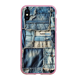 Чехол iPhone XS Max матовый Patchwork denim - vogue, цвет: 3D-розовый