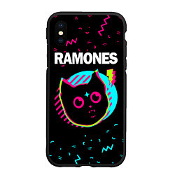 Чехол iPhone XS Max матовый Ramones - rock star cat, цвет: 3D-черный