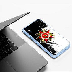 Чехол iPhone XS Max матовый Великая отечественная - белый и черный, цвет: 3D-голубой — фото 2
