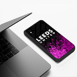 Чехол iPhone XS Max матовый Leeds United pro football посередине, цвет: 3D-черный — фото 2