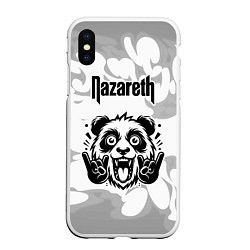 Чехол iPhone XS Max матовый Nazareth рок панда на светлом фоне, цвет: 3D-белый